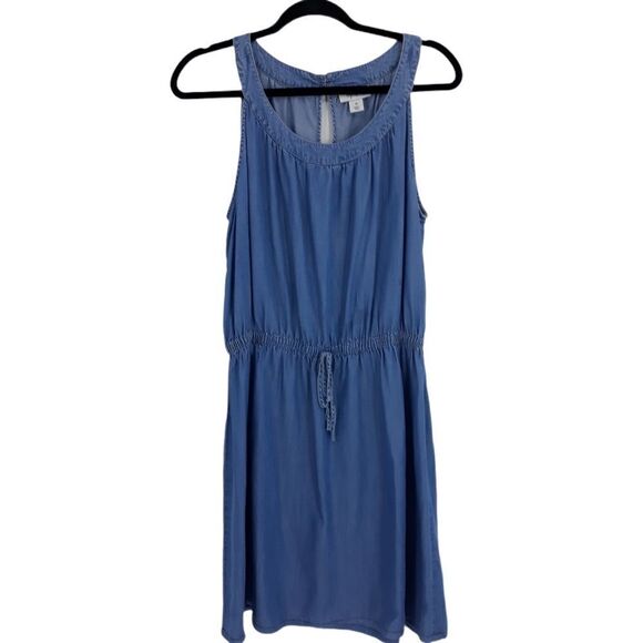 Style & Co. Mini Dress Size M Chambray Sleeveless Scoop Neck Elastic Waist - Picture 3 of 9